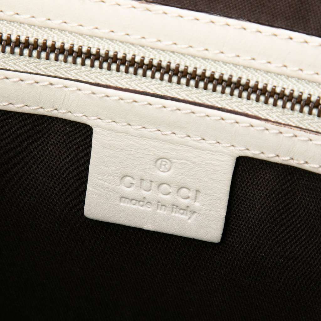 Gucci Calfskin and GG Canvas Nailhead Tote White Leather Very good condition - Box View