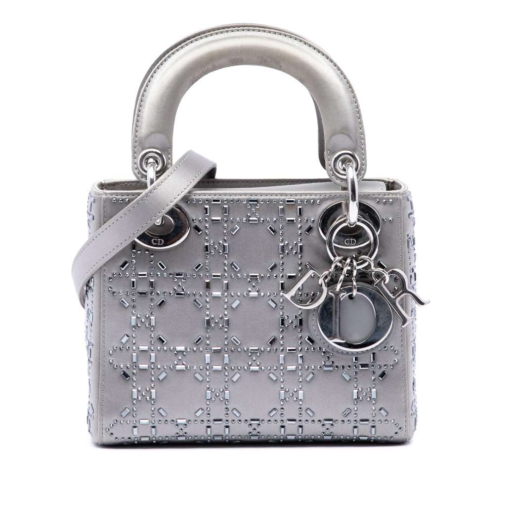 Dior Mini Satin Cannage Crystal Embellished Lady Dior MultiColor Very good condition - Front View