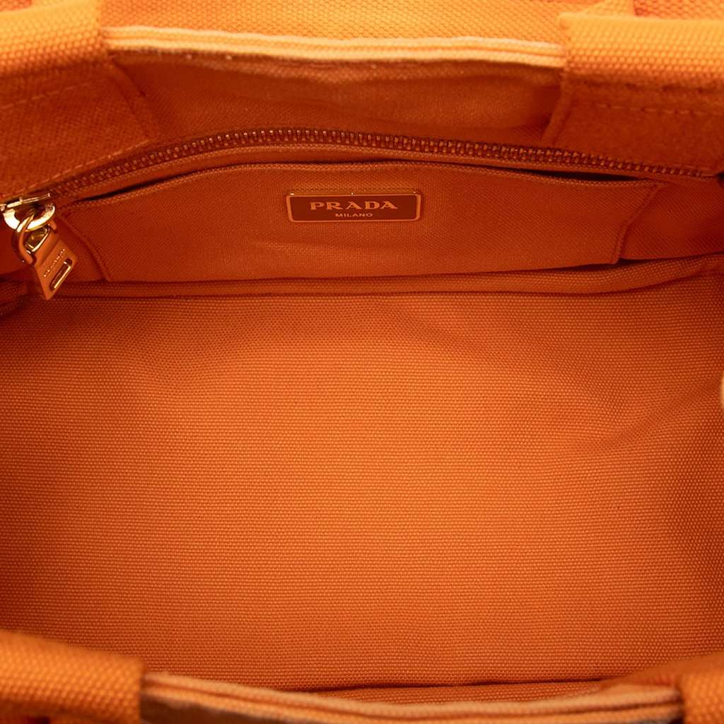 Prada Small Canvas Canapa Logo Satchel Orange Very good condition - Model View