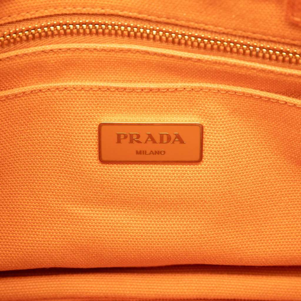 Prada Small Canvas Canapa Logo Satchel Orange Very good condition - Box View