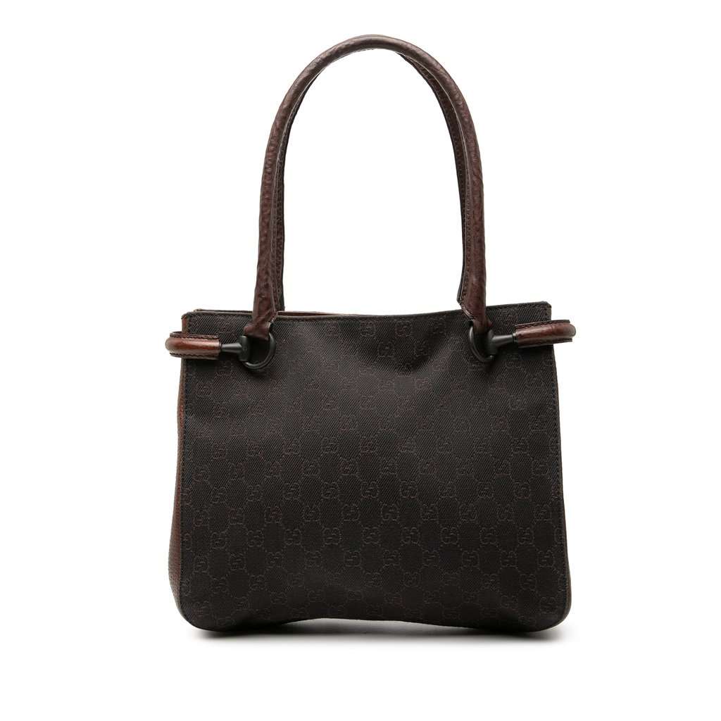 Gucci GG Denim Shoulder Bag Brown Very good - Front View