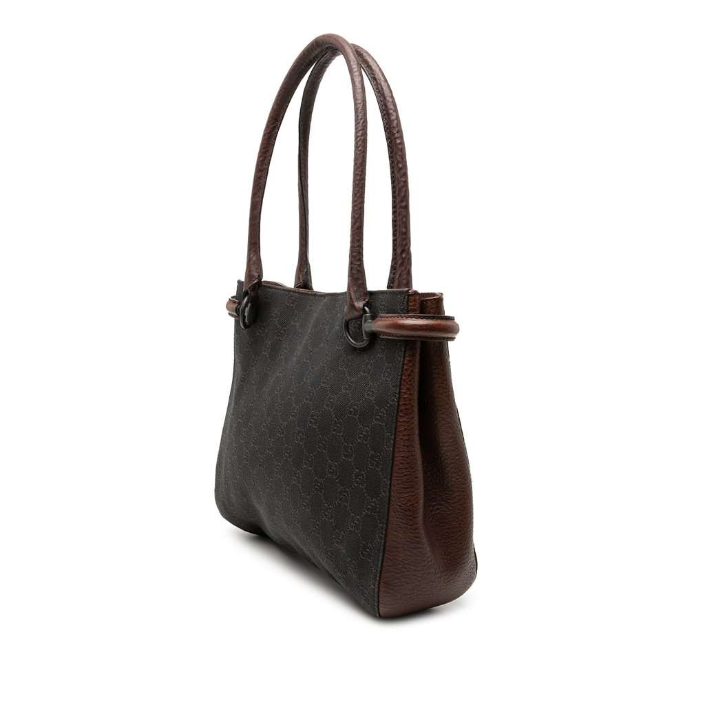 Gucci GG Denim Shoulder Bag Brown Very good - Back View