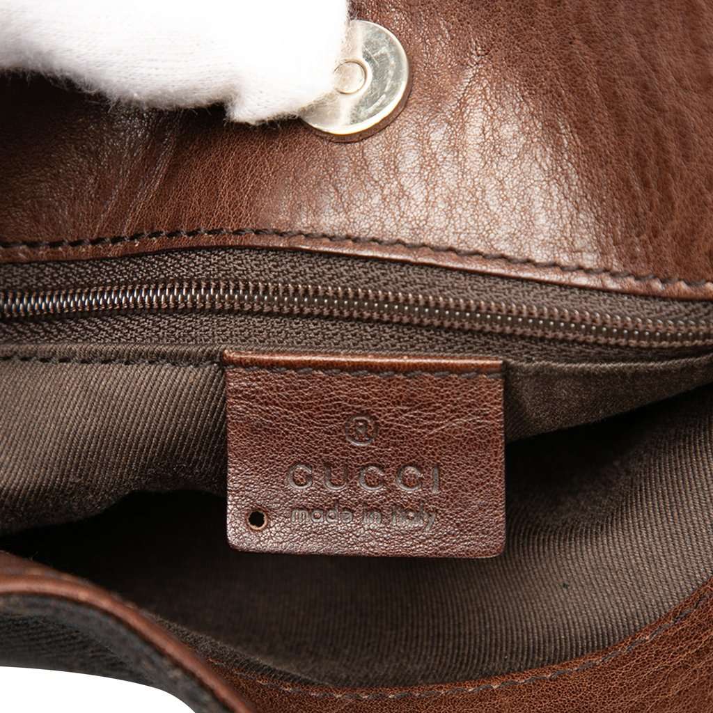 Gucci GG Denim Shoulder Bag Brown Very good - Box View