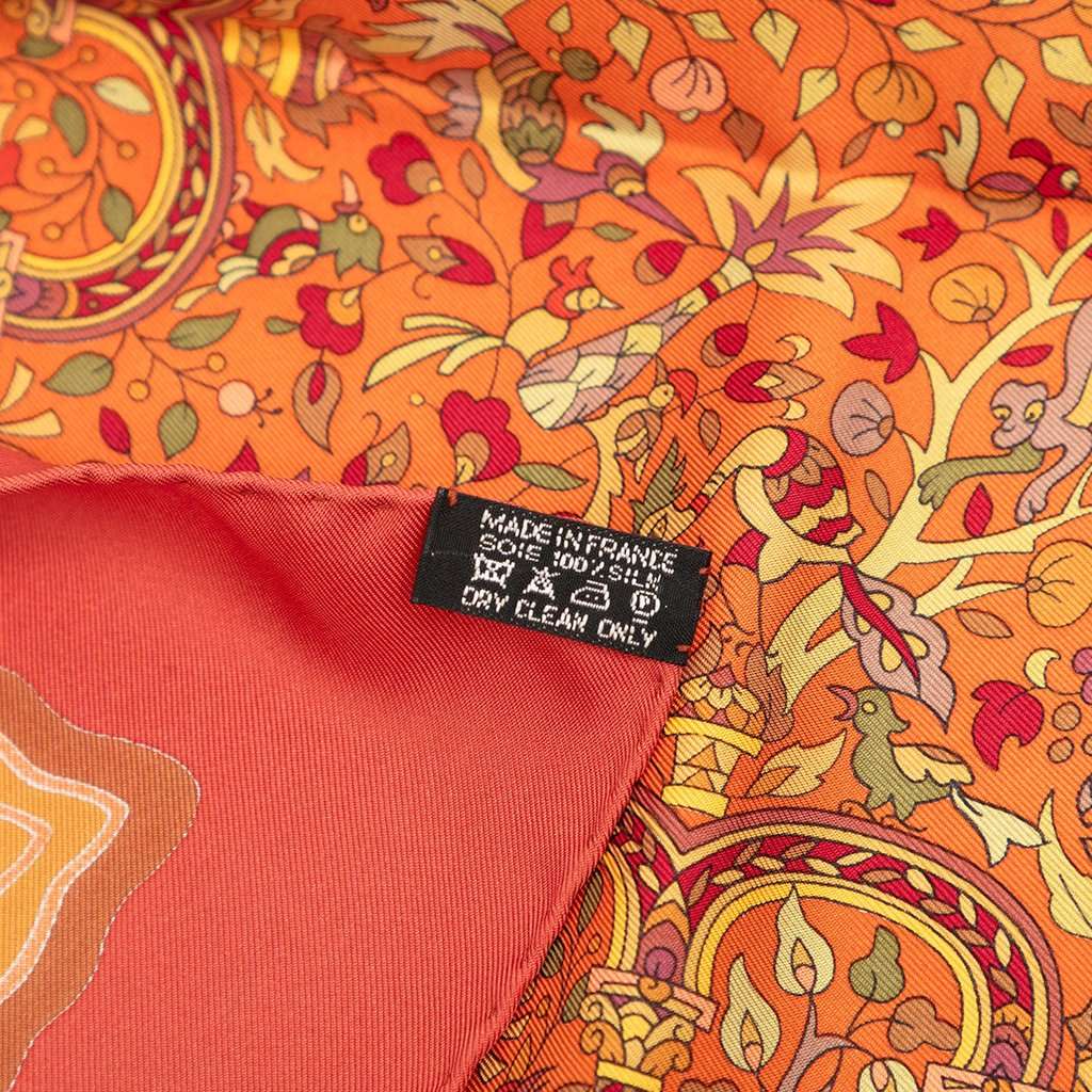 Hermès Les Jardins d Armenie Silk Scarf 90 Orange Never worn - Box View