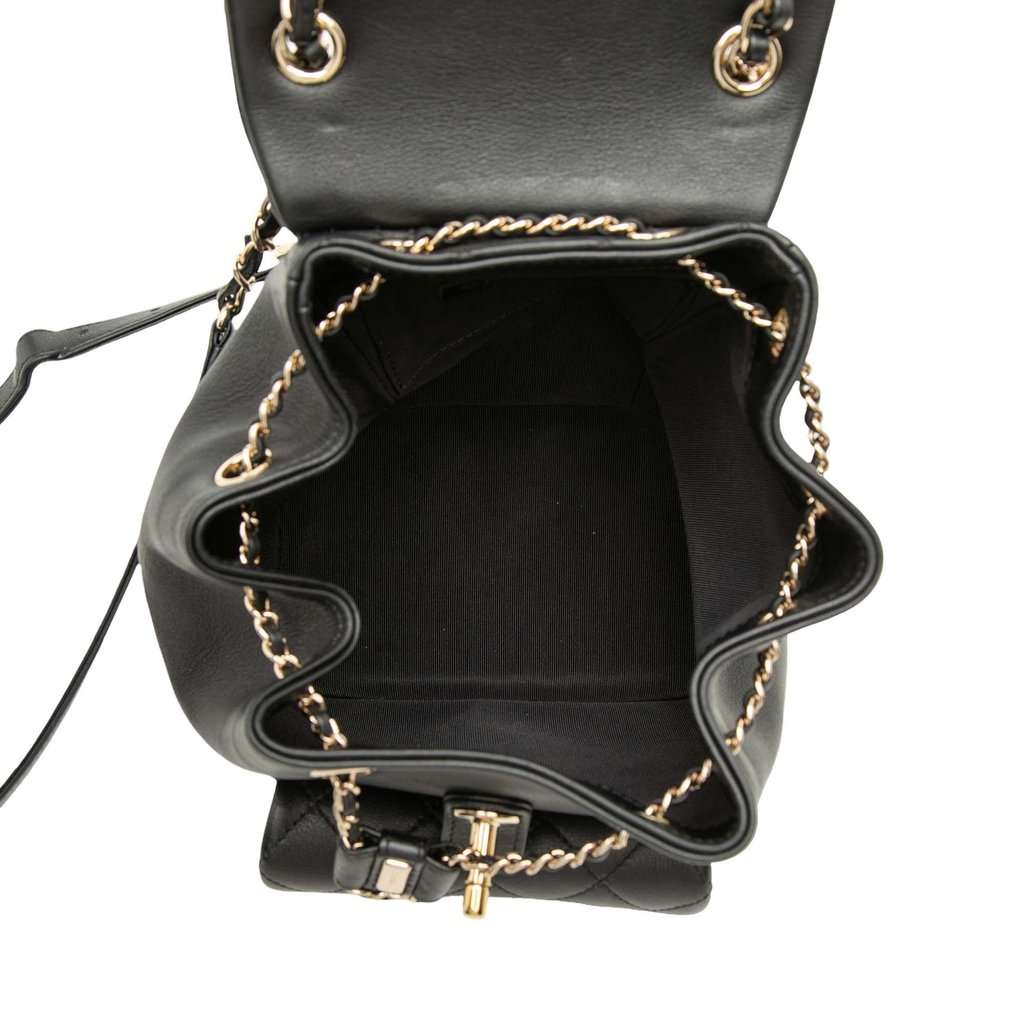 Chanel Small Lambskin Duma Backpack Black Leather Very good condition - Model View