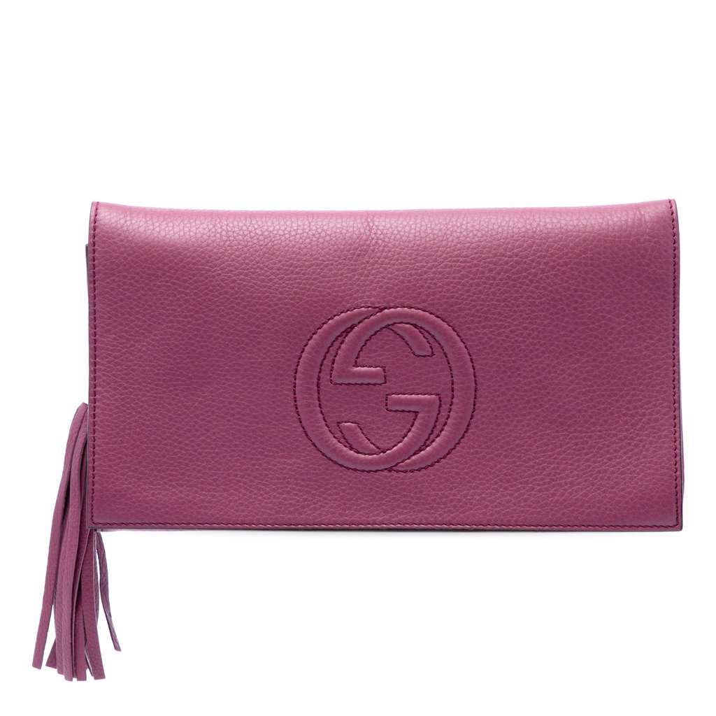Gucci Leather Soho Disco Clutch Pink Leather Very good - Front View