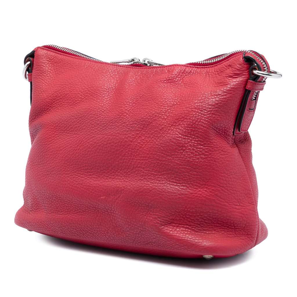 Prada Vitello Daino Shoulder Bag Red Leather Very good - Back View
