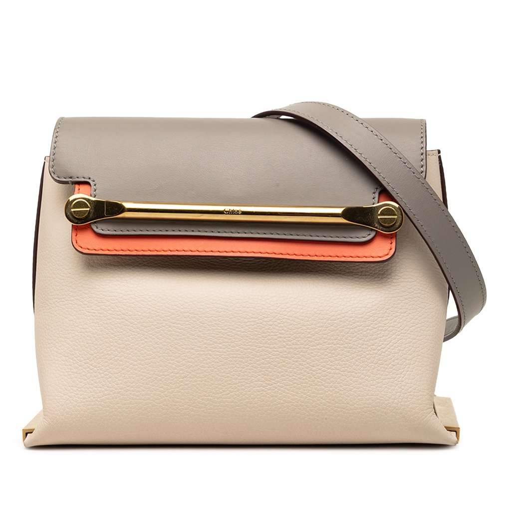 Chloé Small Tricolor Leather Clare Crossbody Beige Leather Very good - Front View
