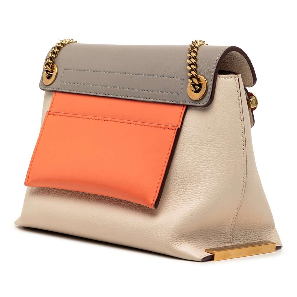 Chloé Small Tricolor Leather Clare Crossbody Beige Leather Very good - Back View