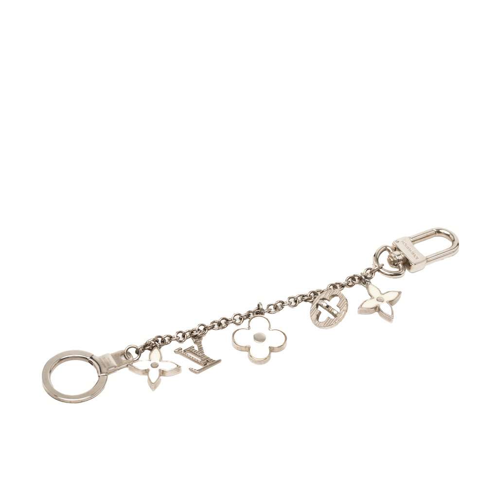 Louis Vuitton Brass Fleur D Epi Key Chain and Bag Charm Silver Metal Very good - Back View