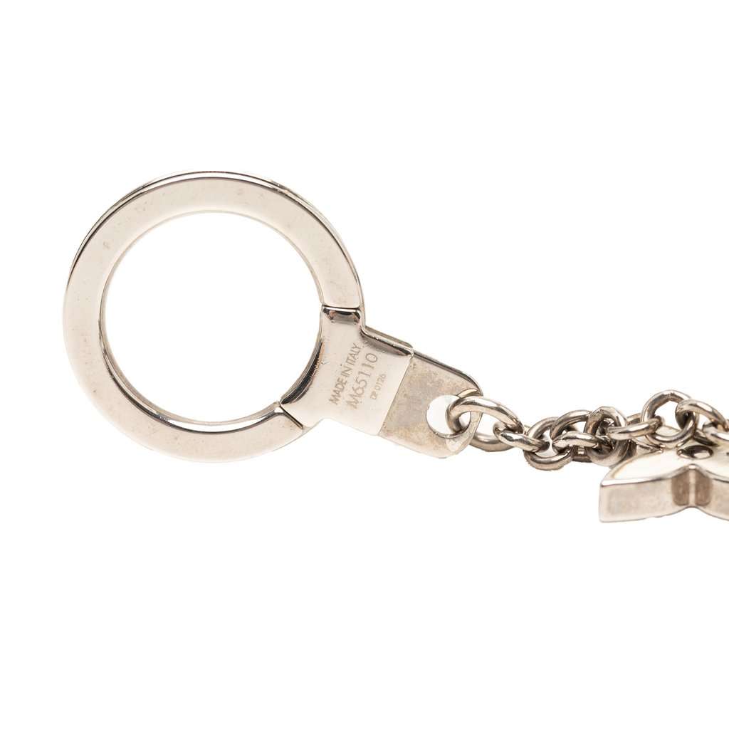 Louis Vuitton Brass Fleur D Epi Key Chain and Bag Charm Silver Metal Very good - Inside View