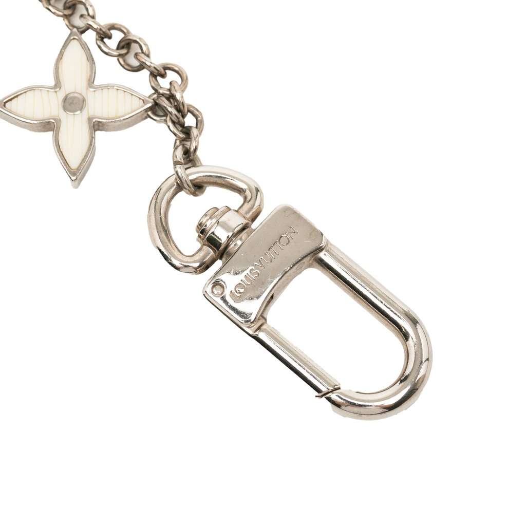 Louis Vuitton Brass Fleur D Epi Key Chain and Bag Charm Silver Metal Very good - Box View