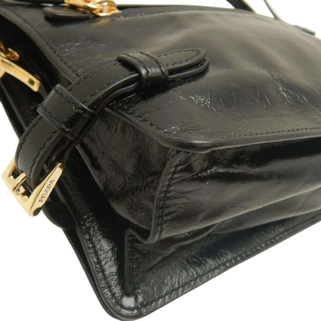 Prada Crinkled Calfskin Crossbody Black Leather Very good condition - Back View