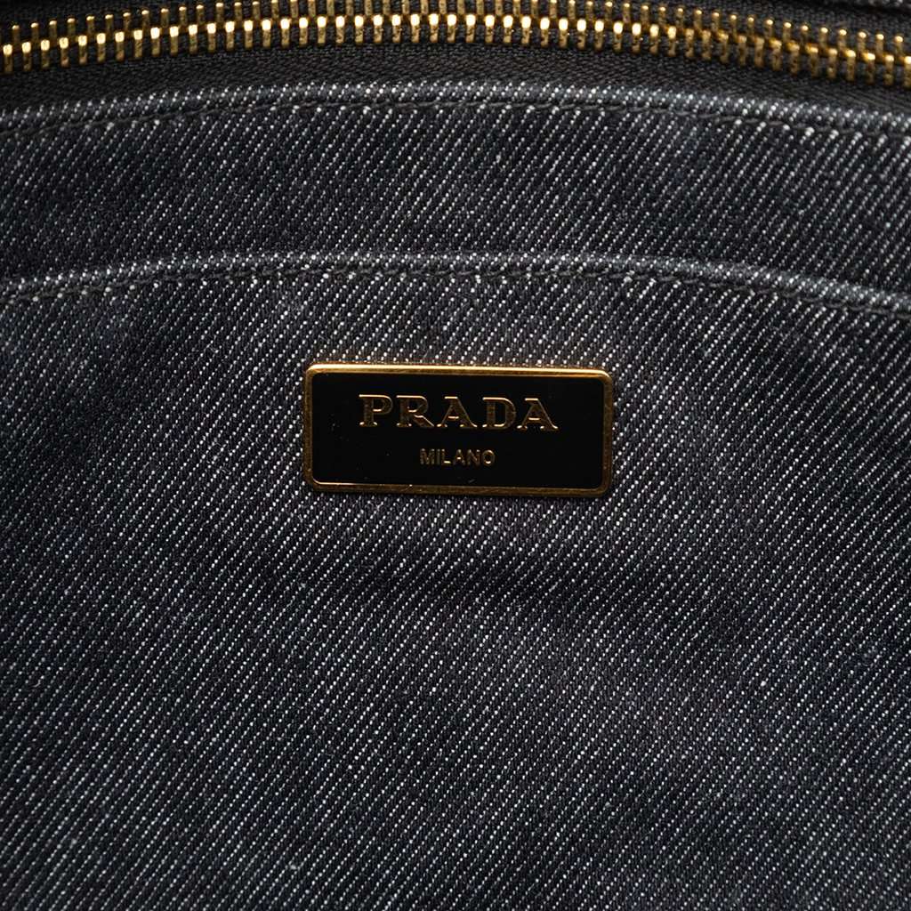 Prada Denim Canapa Logo Satchel Black Very good condition - Box View