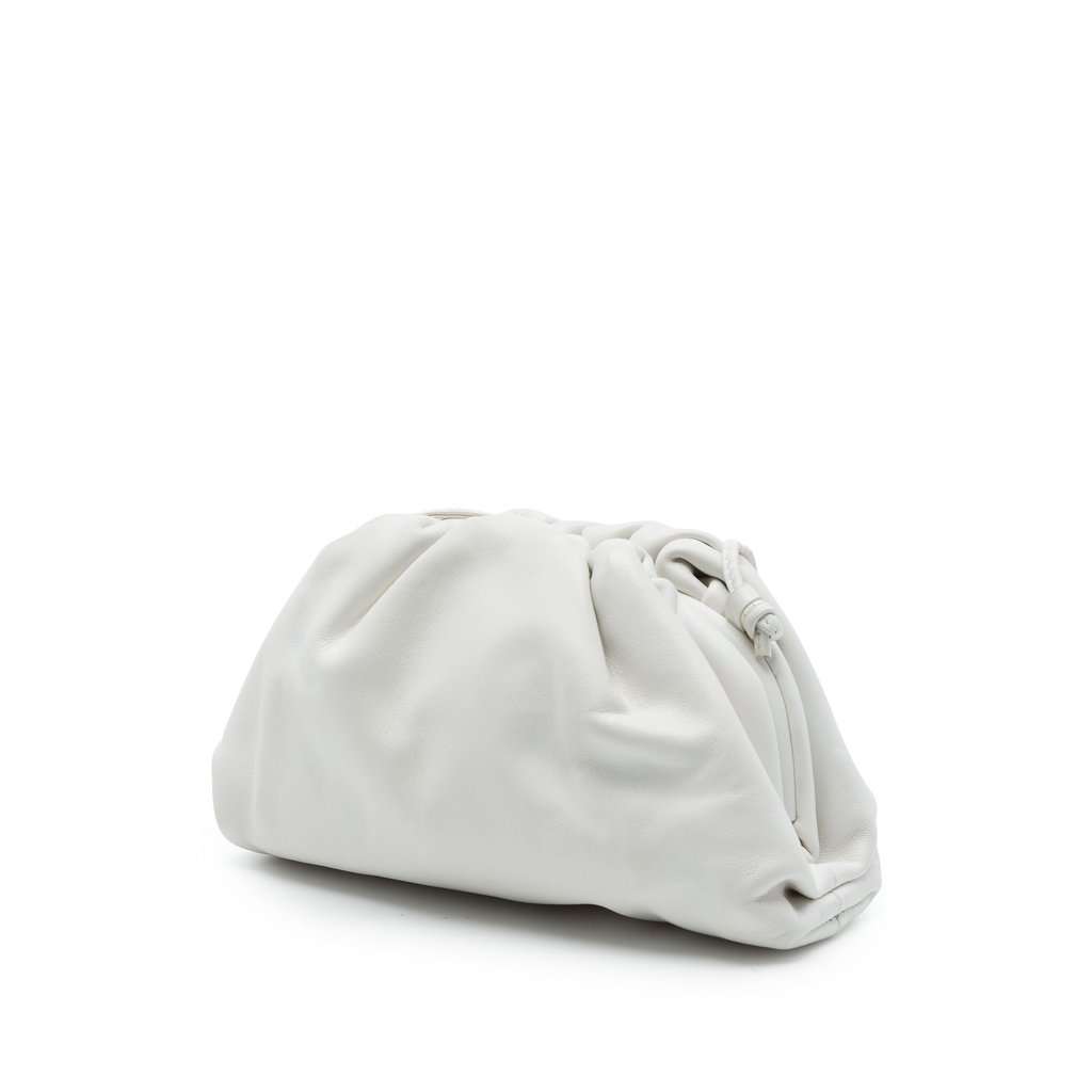 Bottega Veneta Lambskin The Mini Pouch Crossbody White Leather Very good - Back View
