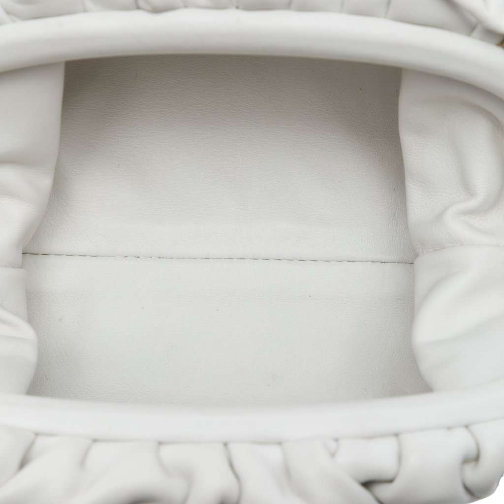 Bottega Veneta Lambskin The Mini Pouch Crossbody White Leather Very good - Model View