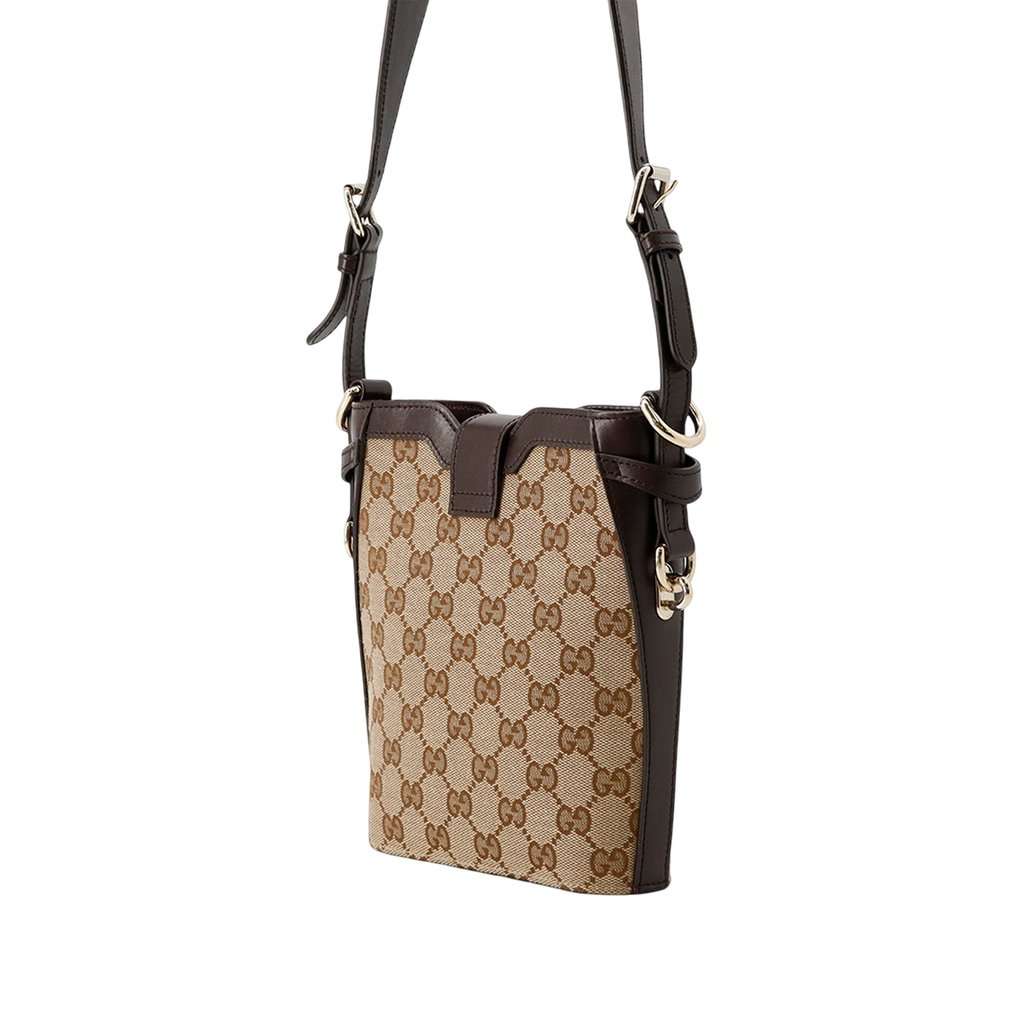 Gucci Mini GG Canvas Web Bucket Bag Beige Very good condition - Back View