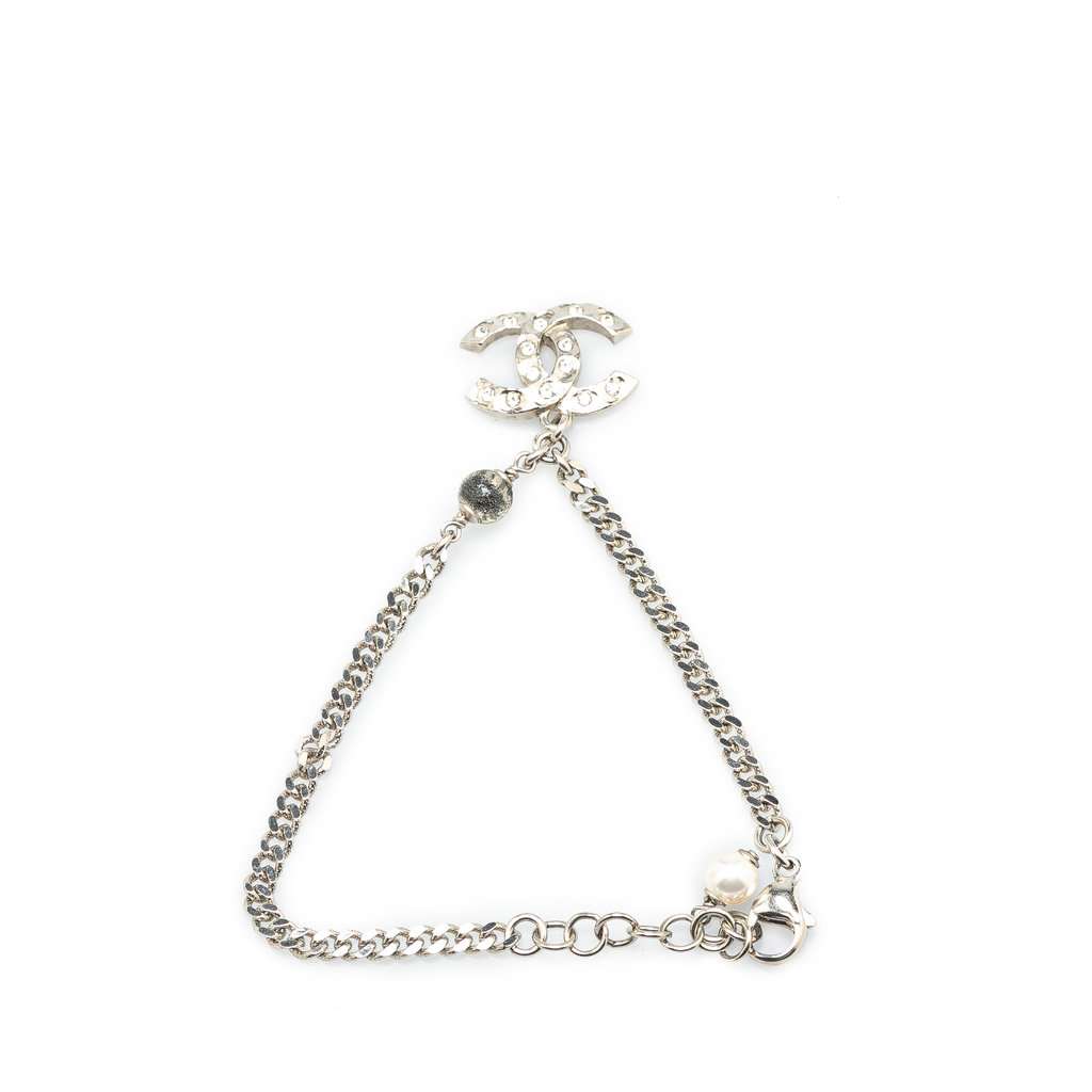 Chanel Silver CC Rhinestones Charms Bracelet Silver Metal Very good condition - Inside View