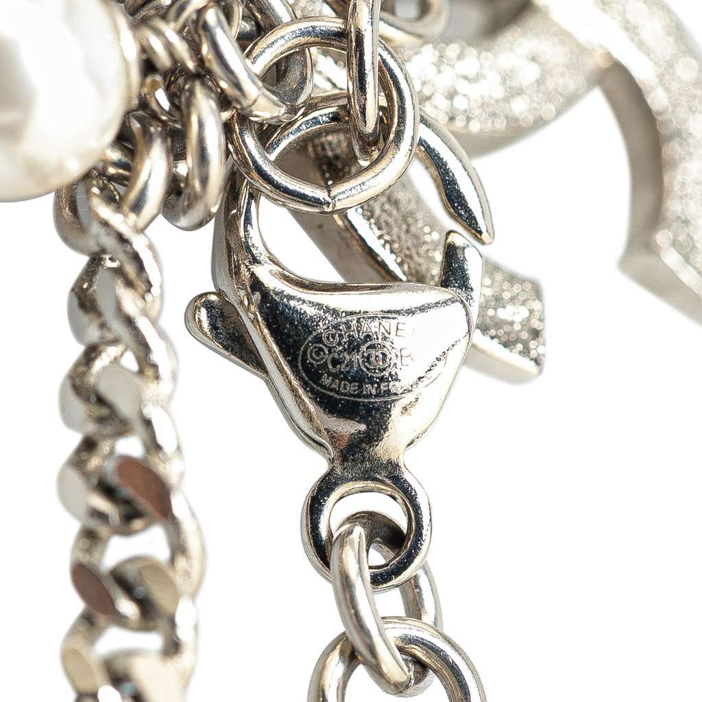 Chanel Silver CC Rhinestones Charms Bracelet Silver Metal Very good condition - Model View