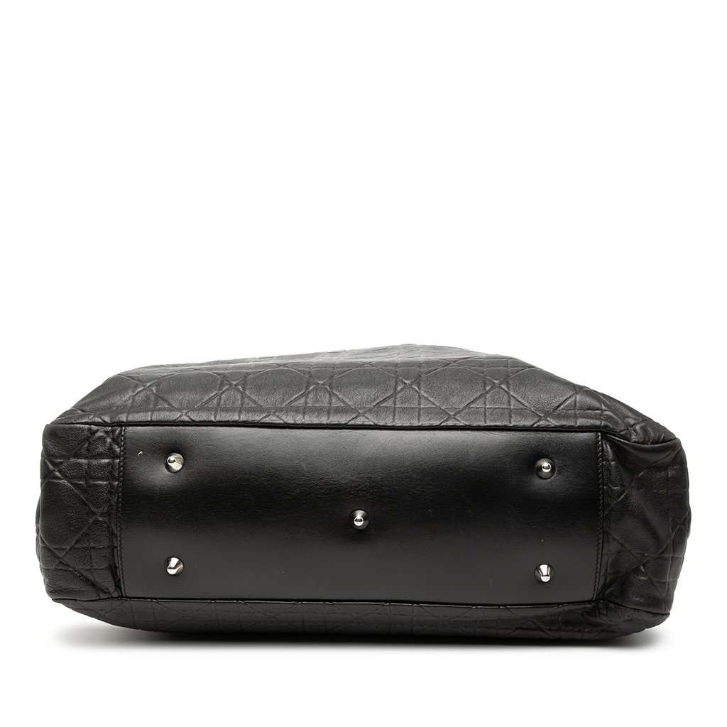 Dior Large Lambskin Cannage Lady Dior Soft Shopping Tote Black Leather Very good condition - Inside View