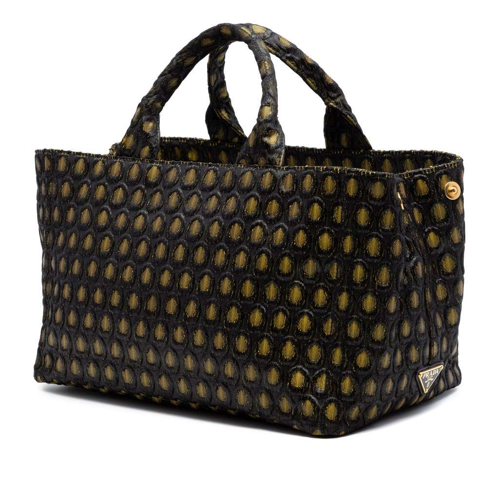Prada Tessuto Broccato Canapa Tote Gold Very good condition - Back View