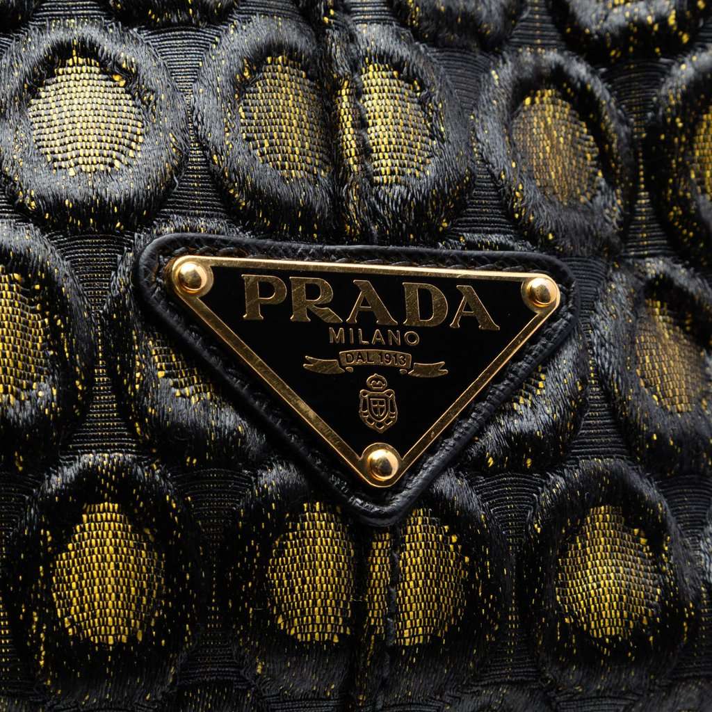 Prada Tessuto Broccato Canapa Tote Gold Very good condition - Box View