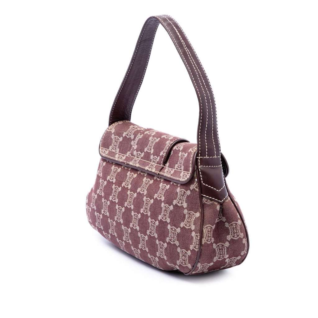 Celine Macadam Denim Shoulder Bag Red Very good - Back View