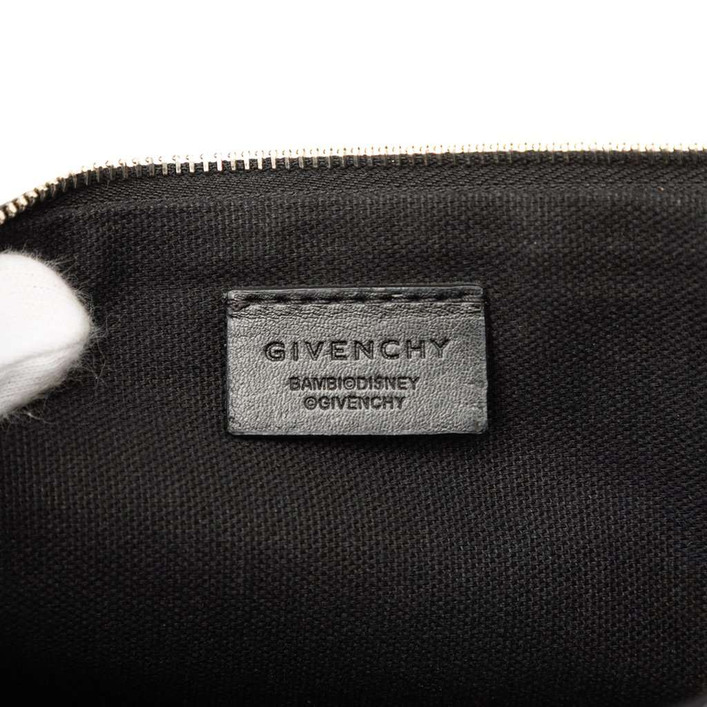 Givenchy Bambi Printed Leather Zip Clutch Black Leather Very good - Box View