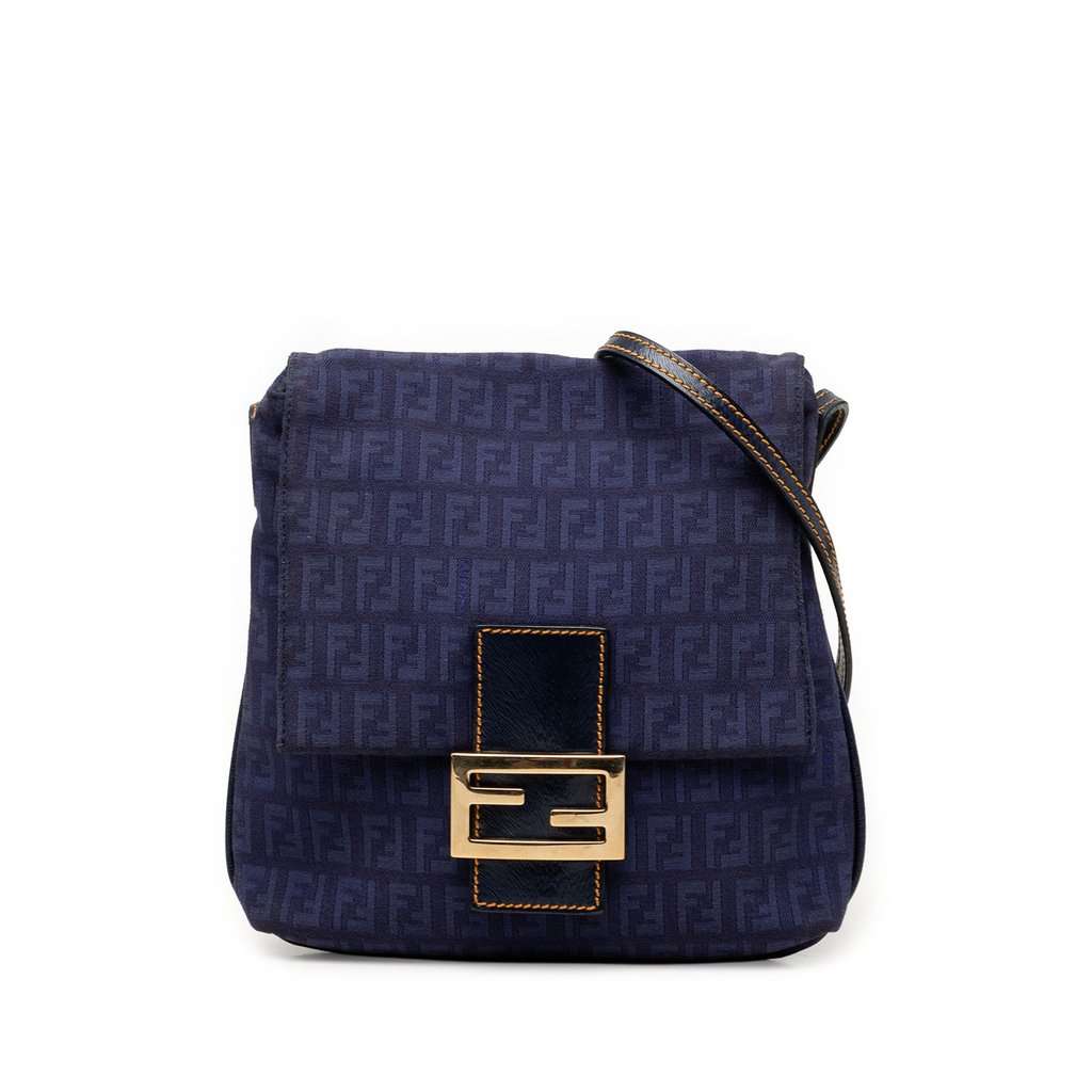 Fendi Zucchino Canvas Crossbody Blue Very good condition - Front View
