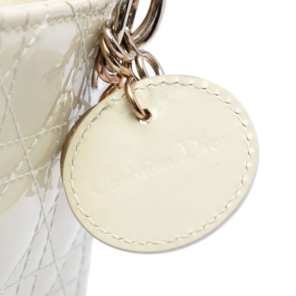 Dior Micro Patent Cannage Lady Dior White Leather Very good condition - Box View