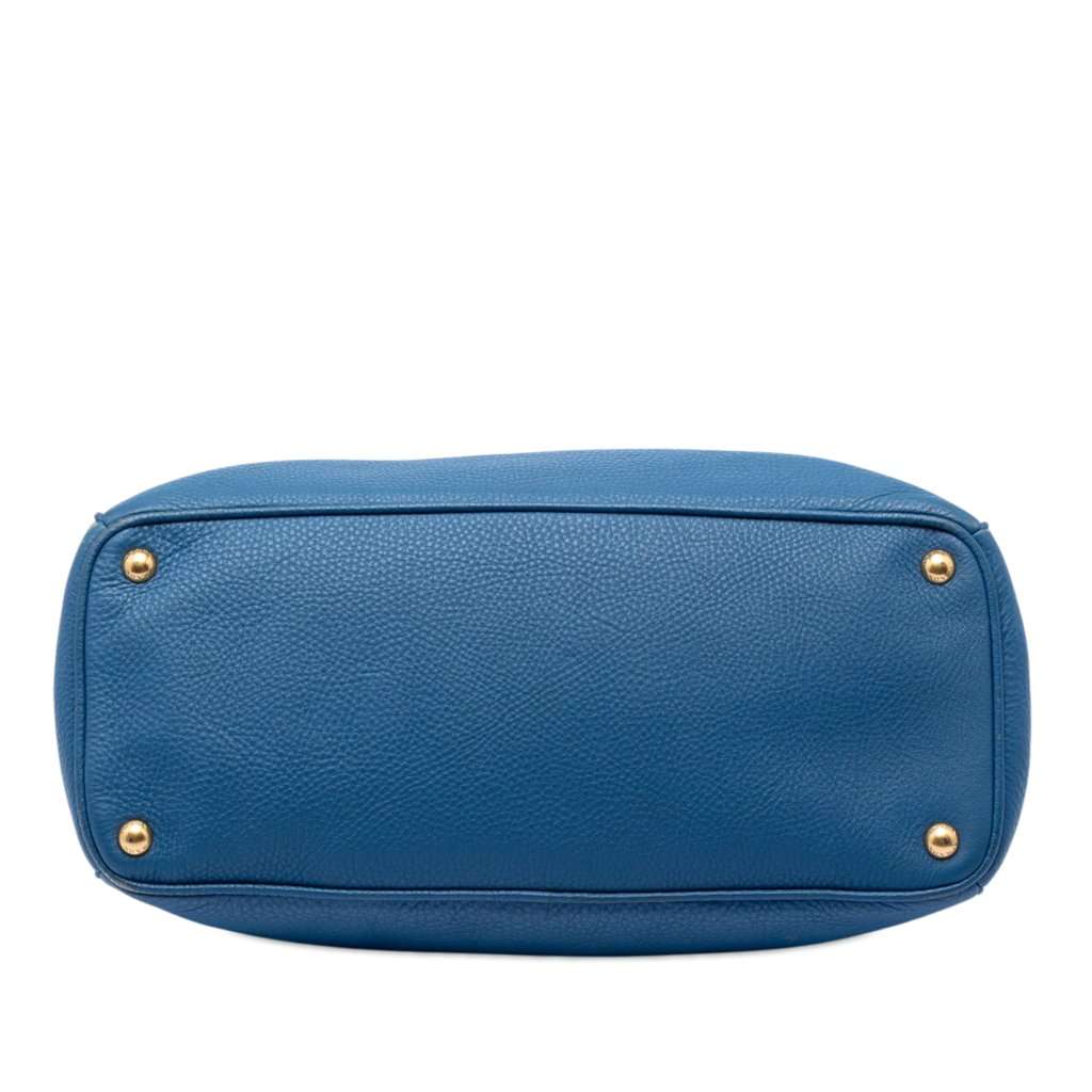 Prada Vitello Daino Double Zip Convertible Tote Blue Leather Very good condition - Inside View