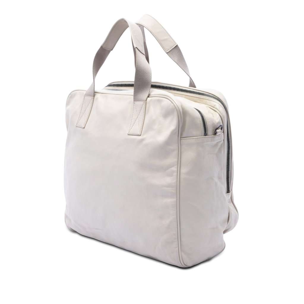 Bottega Veneta Intrecciato Trimmed Nappa Business Bag White Leather Very good condition - Back View