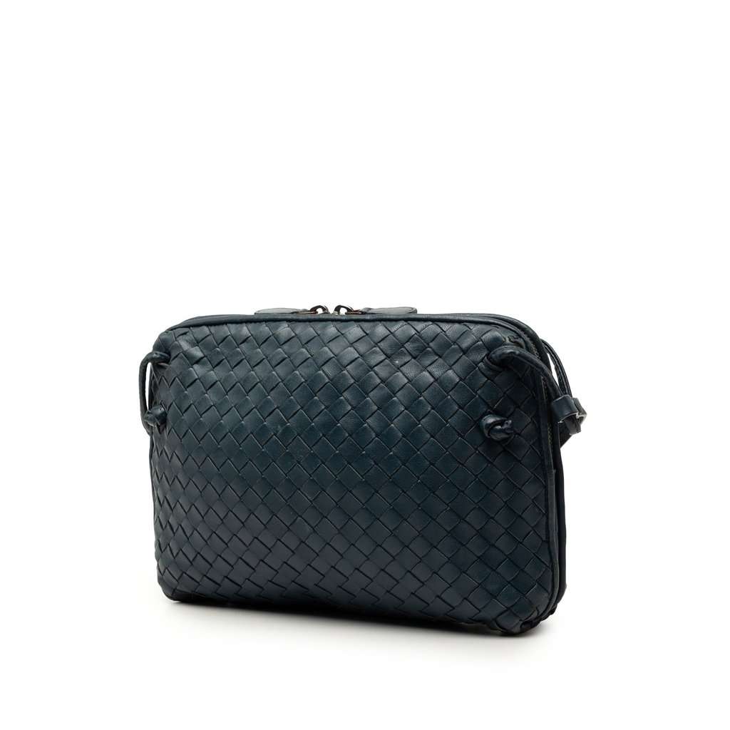 Bottega Veneta Nappa Intrecciato Nodini Crossbody Blue Leather Very good - Back View