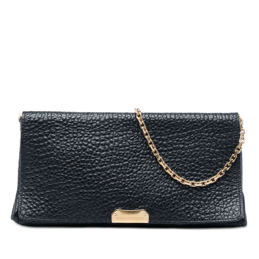 Burberry Medium Grained Calfskin Mildenhall Crossbody Black Leather Very good condition - Front View