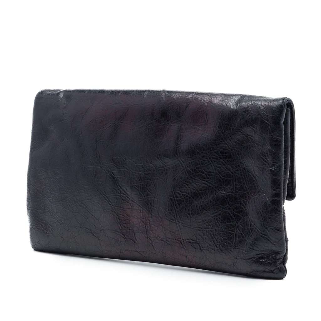 Balenciaga Lambskin Motocross Giant 12 Envelope Clutch Black Leather Very good condition - Back View