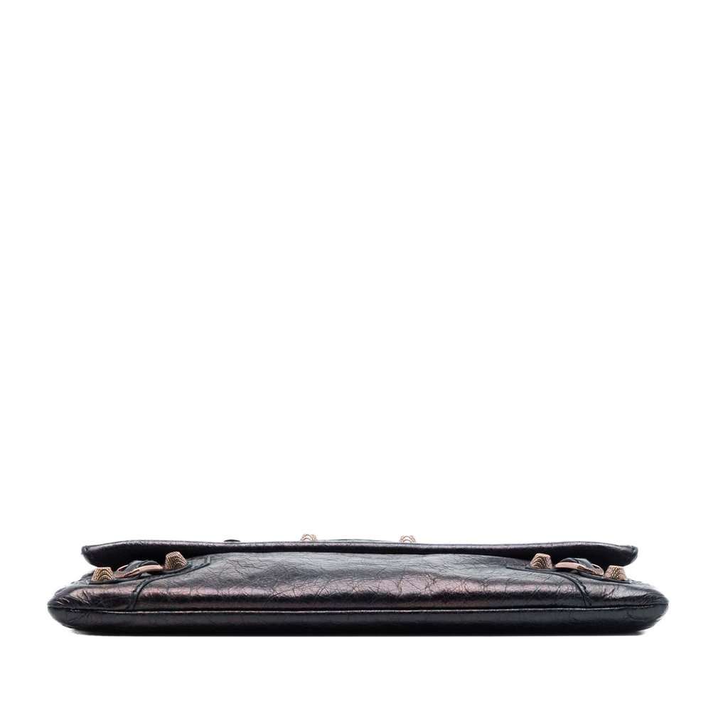 Balenciaga Lambskin Motocross Giant 12 Envelope Clutch Black Leather Very good condition - Inside View