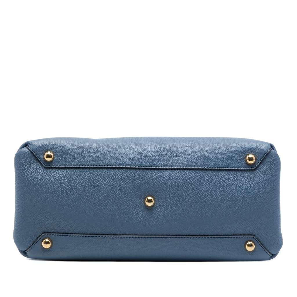 Burberry Medium Leather and House Check Banner Satchel Blue Leather Very good - Inside View