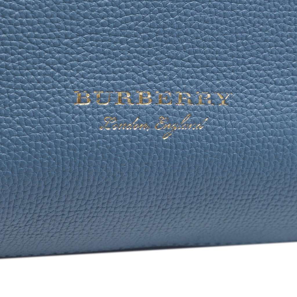 Burberry Medium Leather and House Check Banner Satchel Blue Leather Very good - Box View