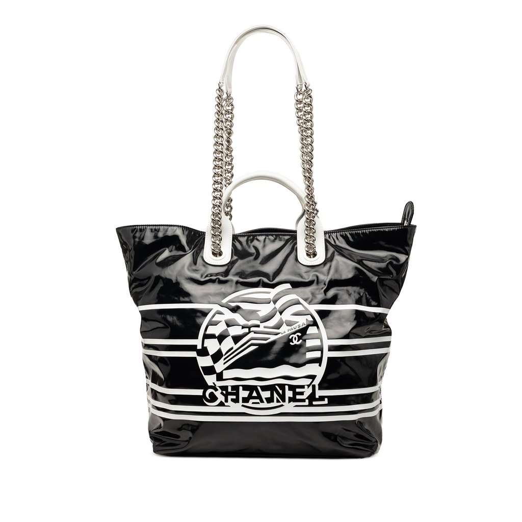 Chanel Coated Canvas La Pausa Bay Shopping Satchel Black Very good condition - Front View