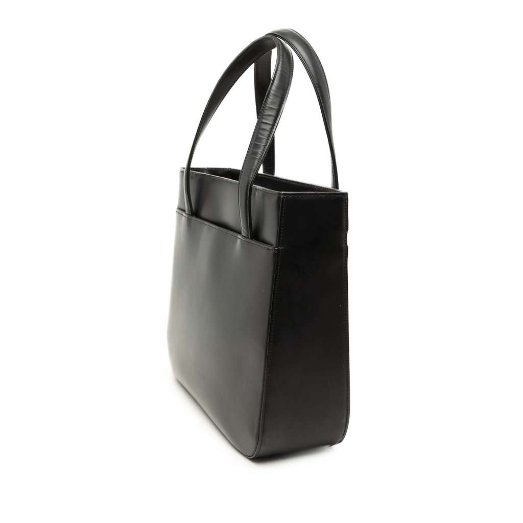 Burberry House Check Trimmed Leather Handbag Black Leather Very good condition - Back View