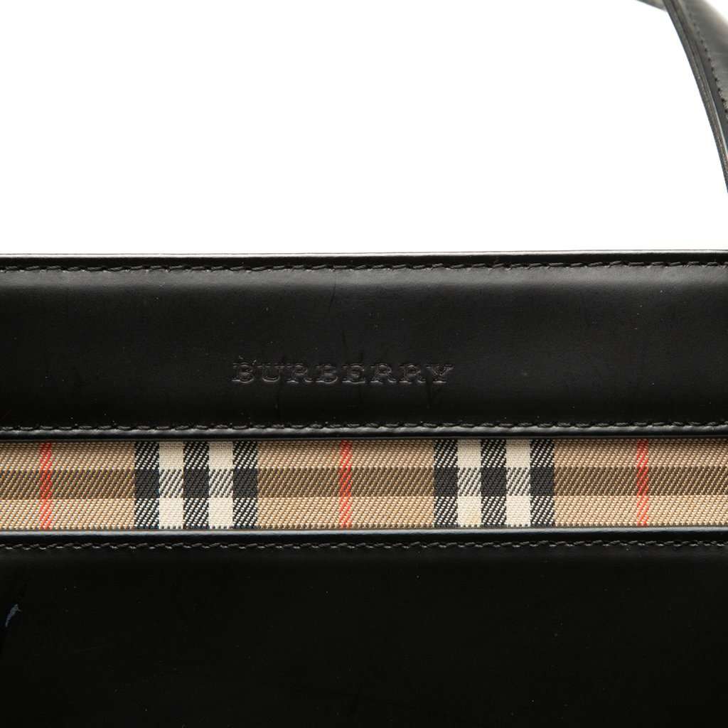 Burberry House Check Trimmed Leather Handbag Black Leather Very good condition - Box View