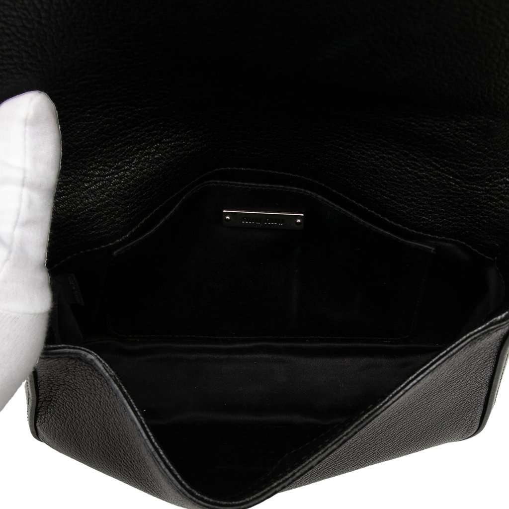 Miu Miu Goatskin Madras Flap Crossbody Black Leather Very good condition - Model View