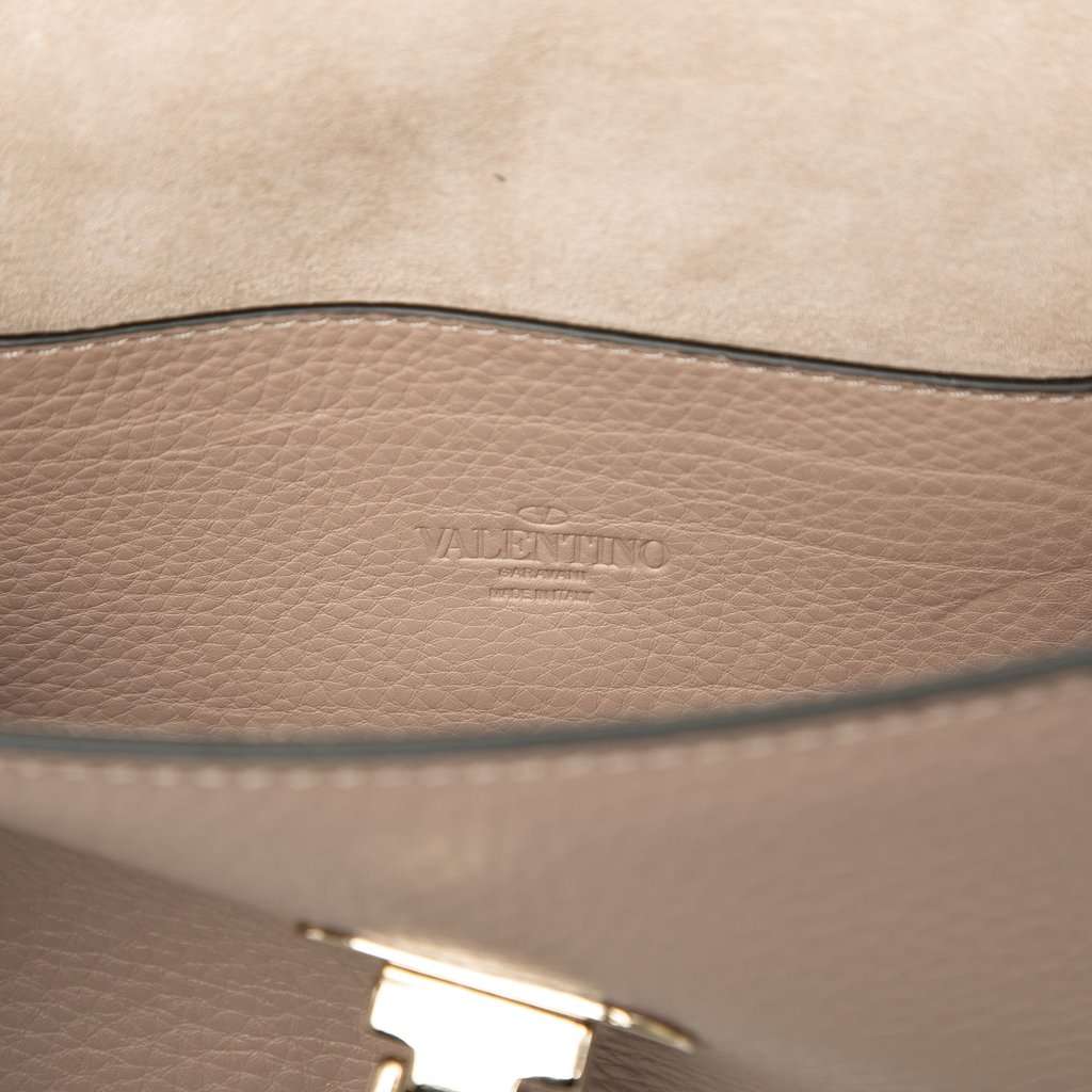 Valentino Small Pebbled Calfskin Rockstud Flap Crossbody Beige Leather Very good - Box View