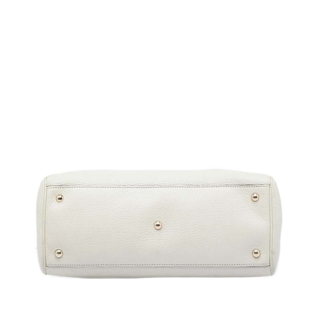 Gucci Medium Calfskin Bamboo Shopper Satchel White Leather Very good - Inside View