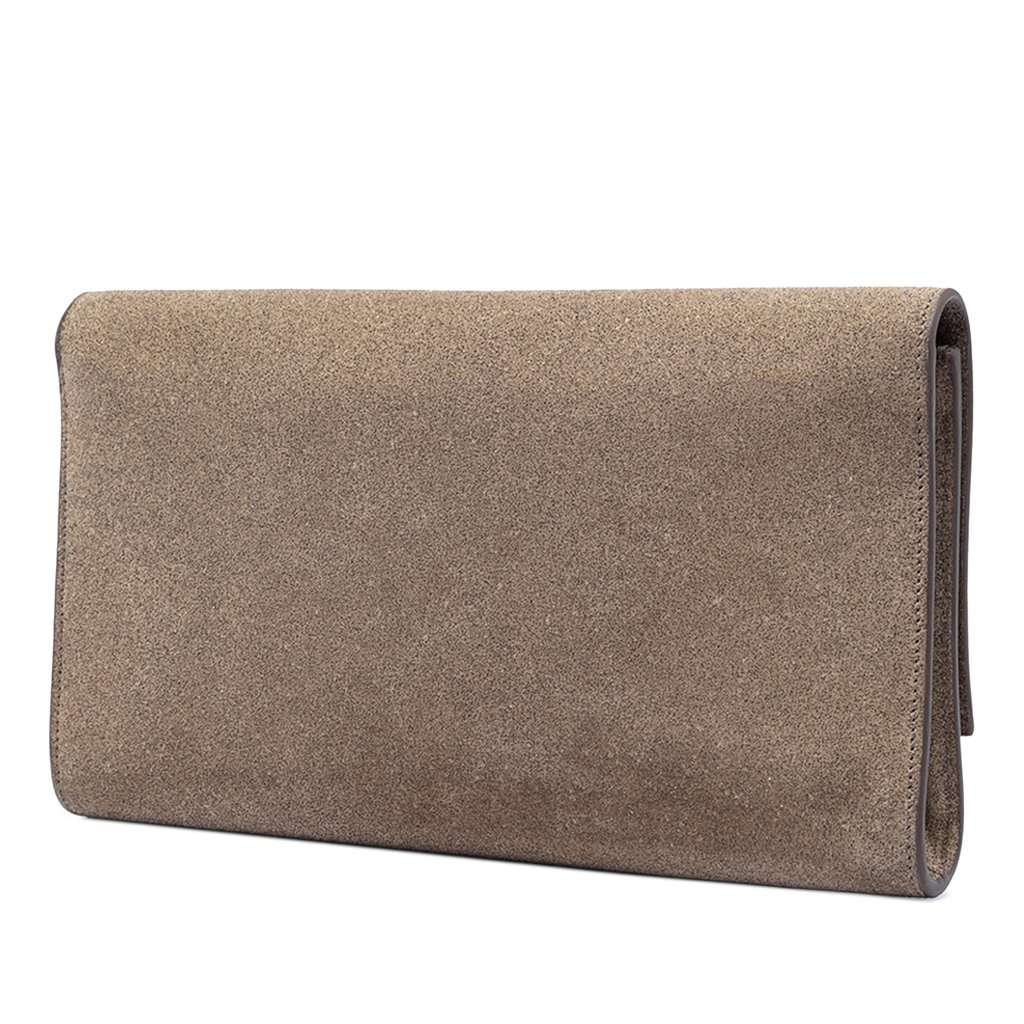 Saint Laurent Large Stitched Suede Monogram Belle De Jour Clutch Brown Leather Very good condition - Back View