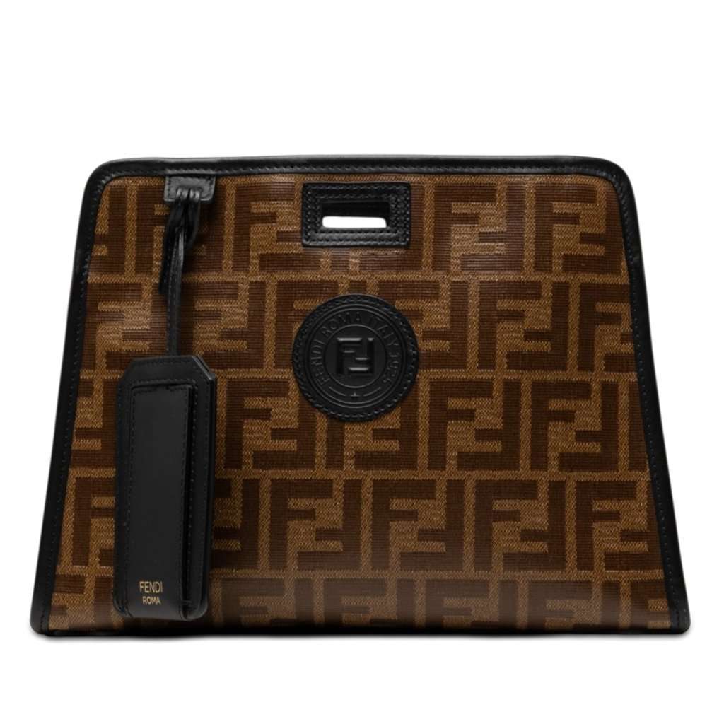 Fendi Small Zucca Coated Canvas Peekaboo Defender Brown Very good condition - Front View