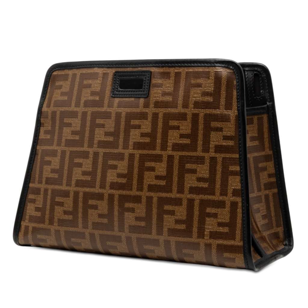 Fendi Small Zucca Coated Canvas Peekaboo Defender Brown Very good condition - Back View