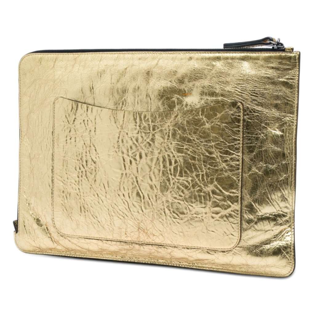 Chanel Metallic Crinkled Calfskin Feministe Mais Feminine Pouch Gold Leather Very good - Back View