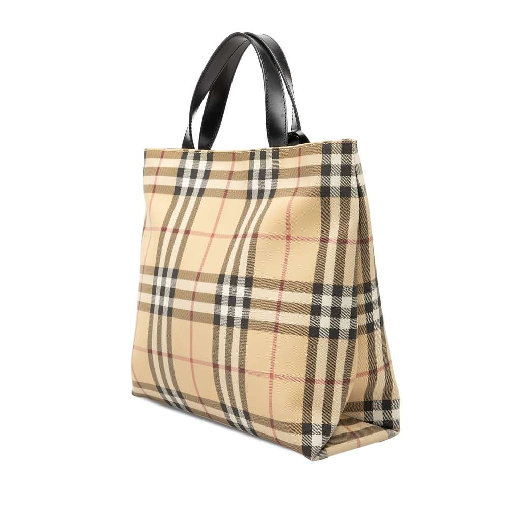 Burberry House Check Coated Canvas Tote Beige Very good - Back View