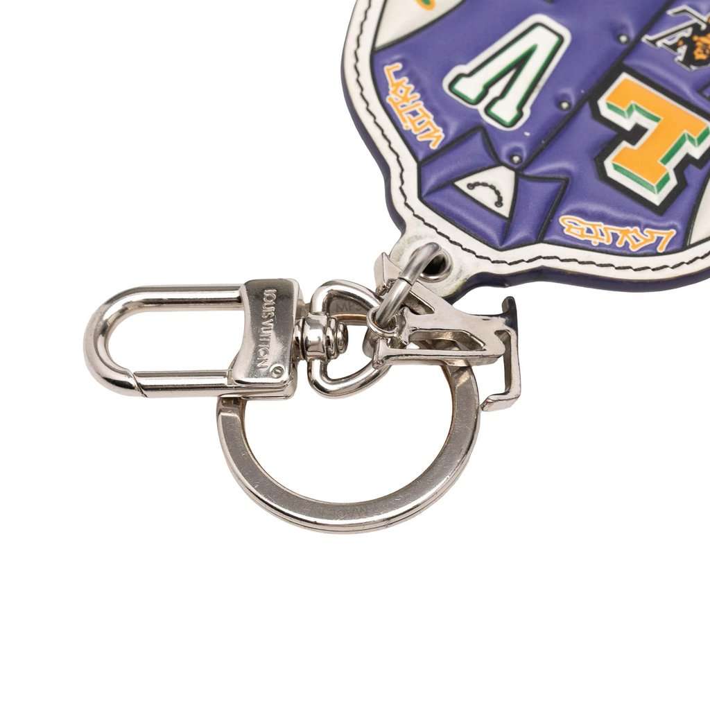 Louis Vuitton Printed Leather and Brass LV Varsity Jacket Illustre Bag Charm and Key Holder Purple Leather Very good condition - Inside View